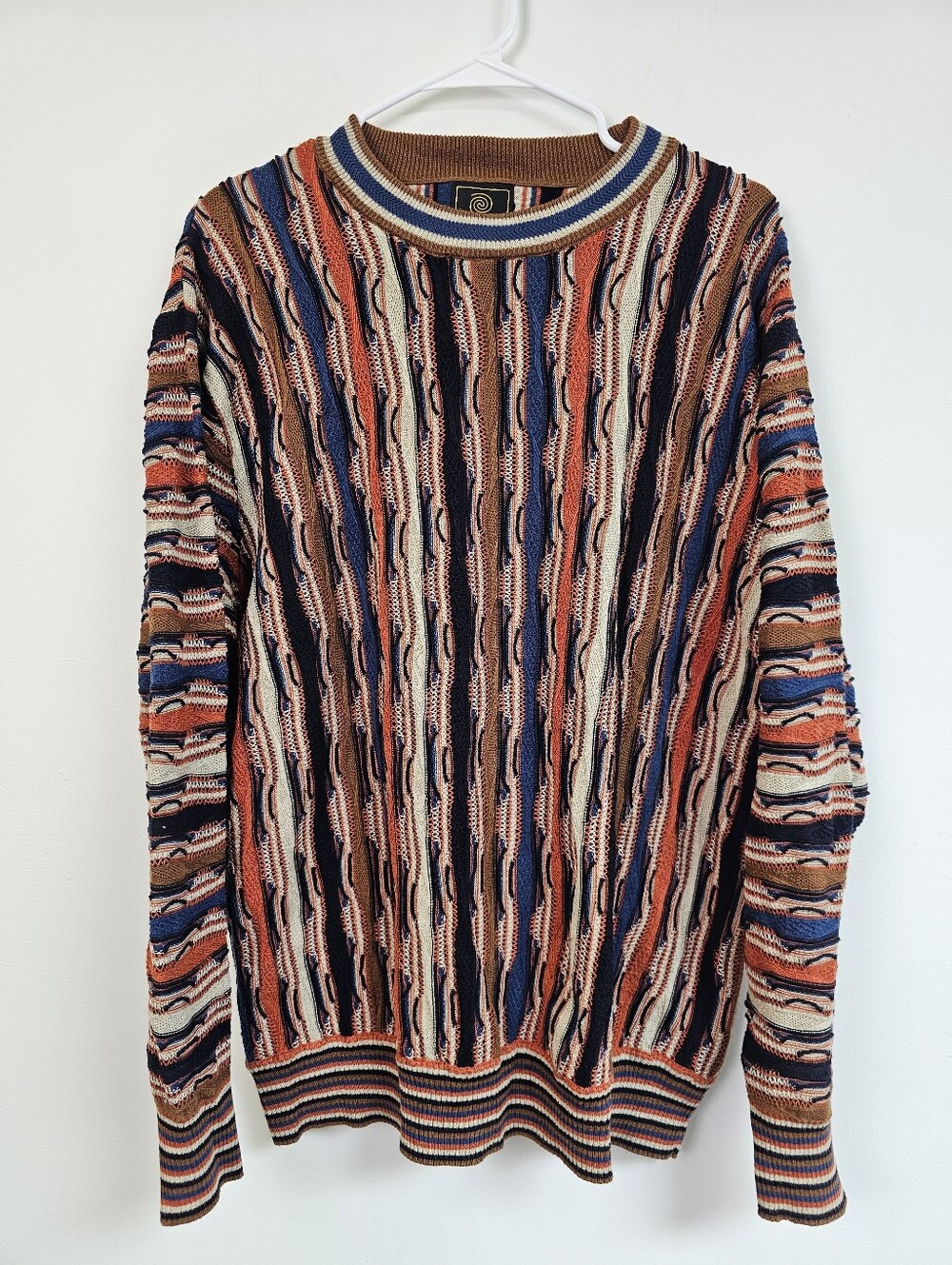 90s Inspired 3D Textured Knit Oversized Grandpa Sweater F/X Fusion Cotton Blend